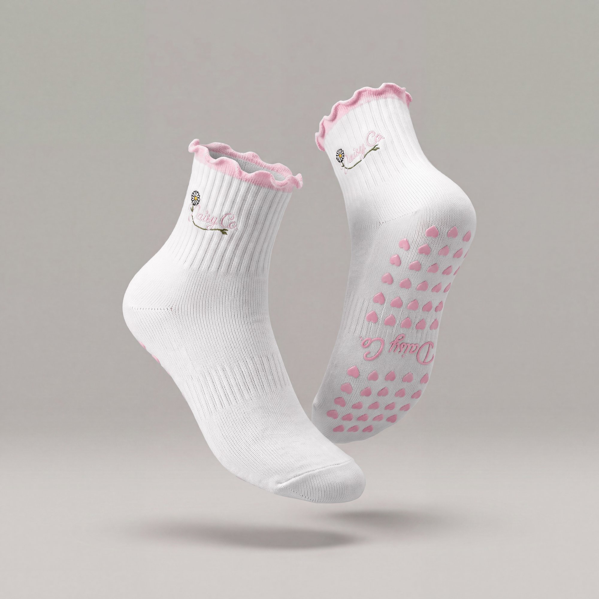 Pink Blossom pilates grip socks by Daisy Co.