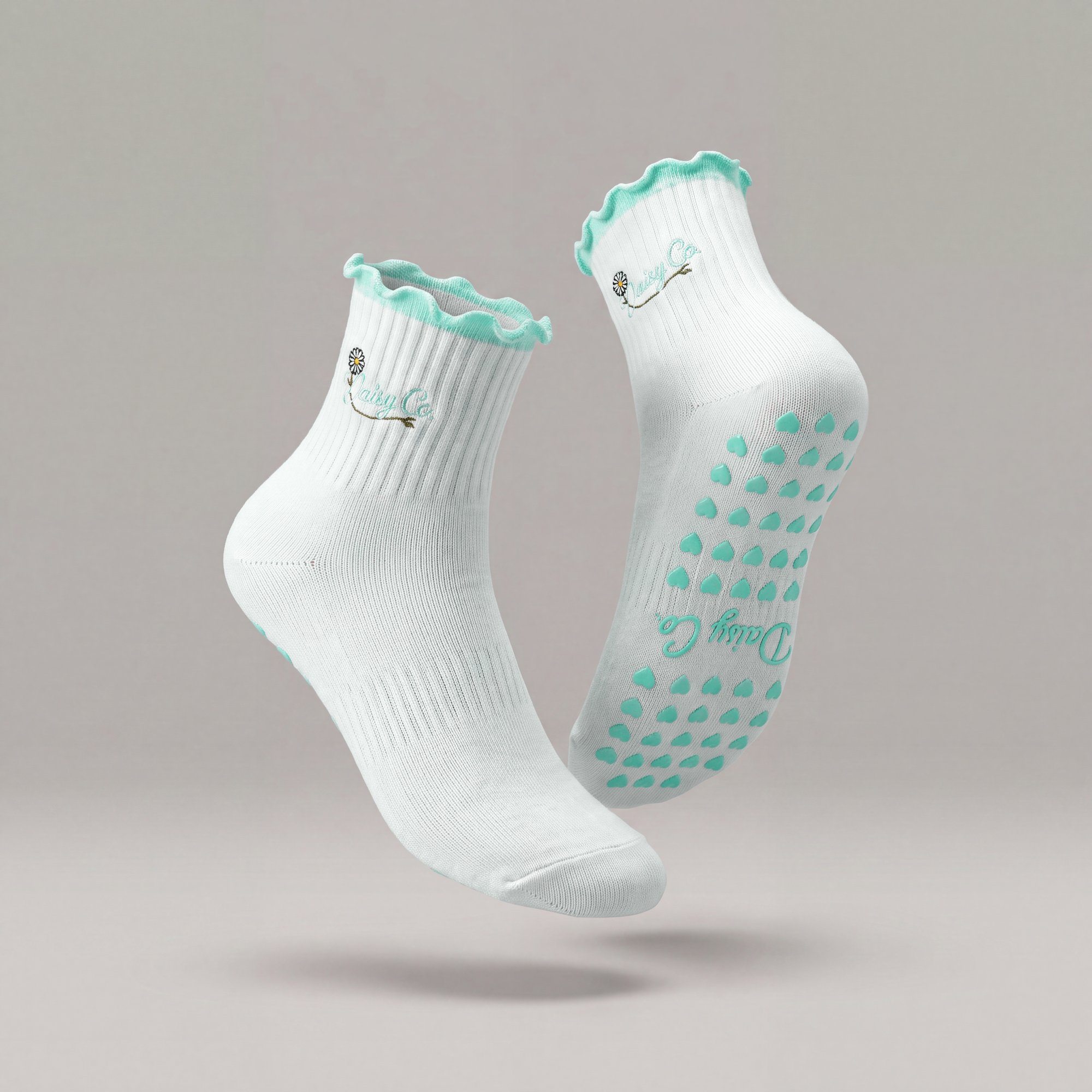 Sea Mist pilates grip socks by Daisy Co.
