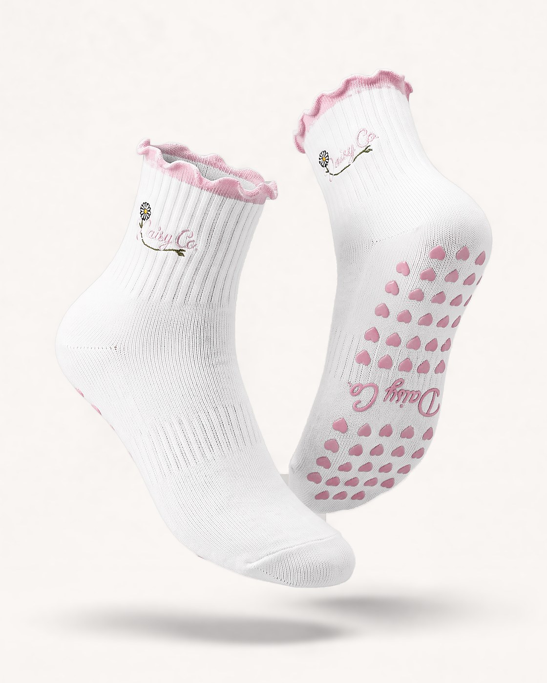 Pink Blossom pilates grip socks by Daisy Co.