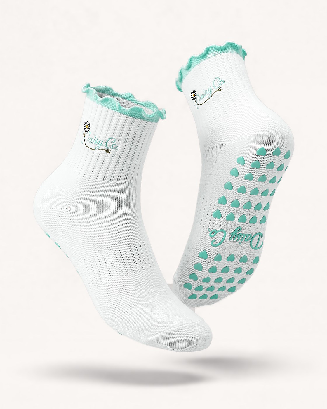Sea Mist pilates grip socks by Daisy Co.